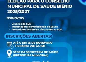 Candeias: Inscrições para eleição do Conselho Municipal de Saúde estão abertas