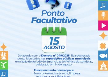 Candeias: Prefeitura decreta ponto facultativo na sexta-feira (15), após aniversário da cidade
