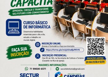 Candeias: Prefeitura abre inscrições para curso gratuito de informática; saiba como participar